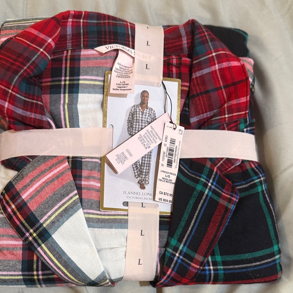 Victoria's Secret Red and Black Plaid Flannel Set